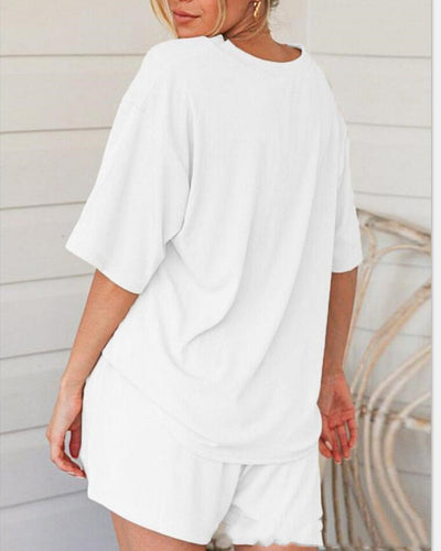 Conjunto de Shorts Casuales Talla Grande - Dos Piezas Suelto - Image 3