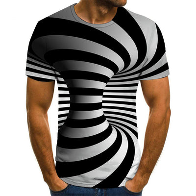 Playera Vértigo 3D en Blanco y Negro con Impresión Digital para Hombre - Image 10
