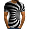 Playera Vértigo 3D en Blanco y Negro con Impresión Digital para Hombre