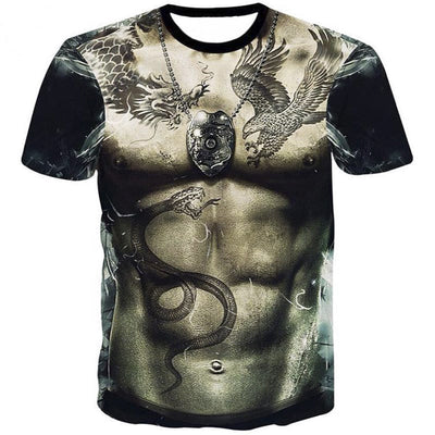 Camiseta Dragón Serpiente Tatuaje - Manga Corta Estilo Urban - Image 10