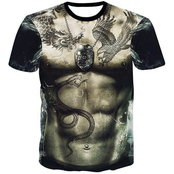 Camiseta Dragón Serpiente Tatuaje - Manga Corta Estilo Urban