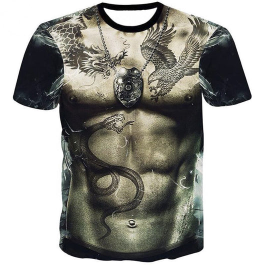 Camiseta Dragón Serpiente Tatuaje - Manga Corta Estilo Urban