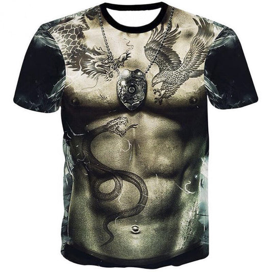 Camiseta Dragón Serpiente Tatuaje - Manga Corta Estilo Urban - Image 2