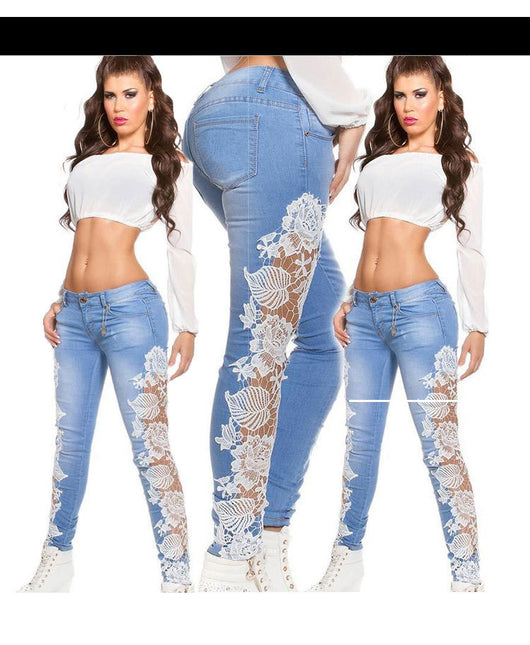 Pantalones Jeans con Encaje Calado para Mujer - Image 10