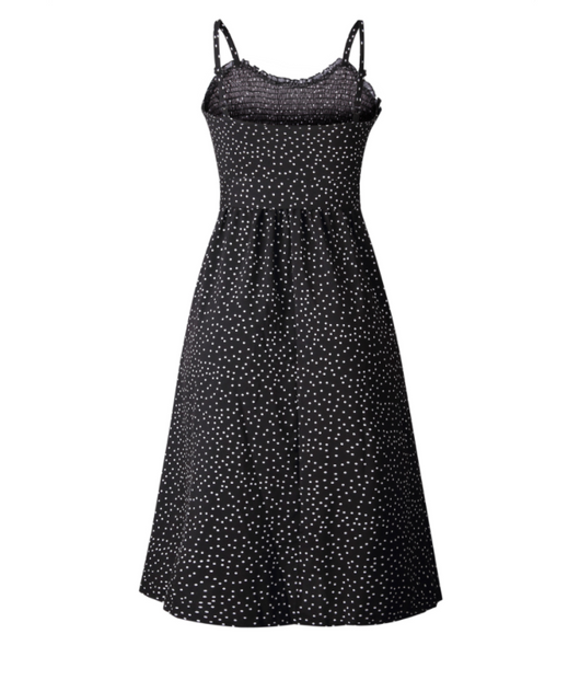 Vestido de Mujer con Lunares Estampados, Encaje Fruncido y Botones - Image 4