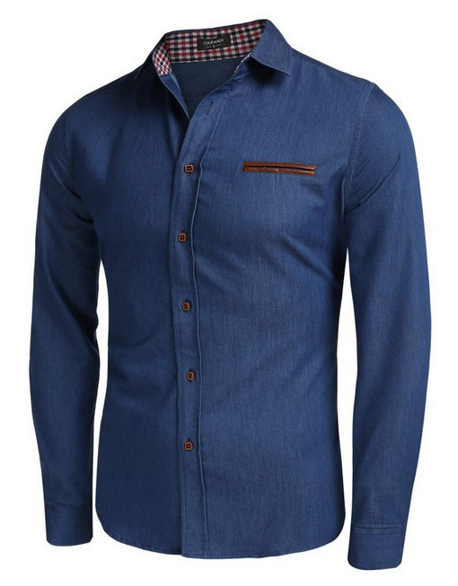 Camisa Casual de Manga Larga en Colores Sólidos para Hombre - Image 5