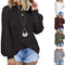 Blusa de Encaje con Cuello Redondo y Mangas Largas para Mujer
