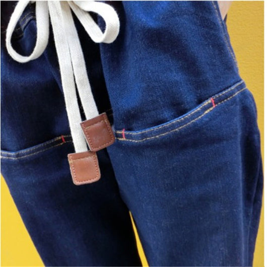 Jeans Slim Lavado Cintura Elástica con Cordón de Cuero - Image 6