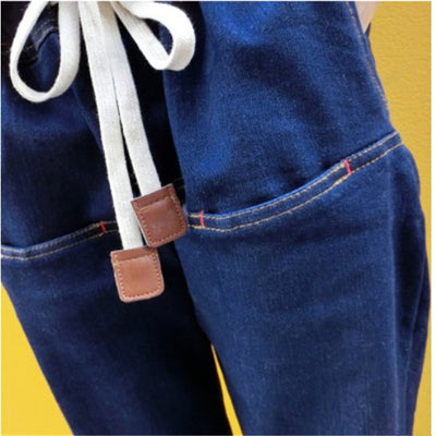 Jeans Slim Lavado Cintura Elástica con Cordón de Cuero - Image 3