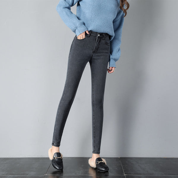 Jeans de Cintura Alta Estilo Coreano para Mujer