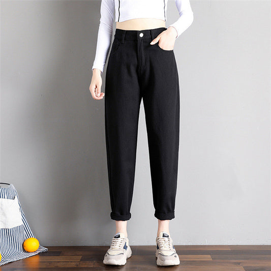 Pantalones Harem Coreanos Cintura Ajustable Pierna Recta para Mujer