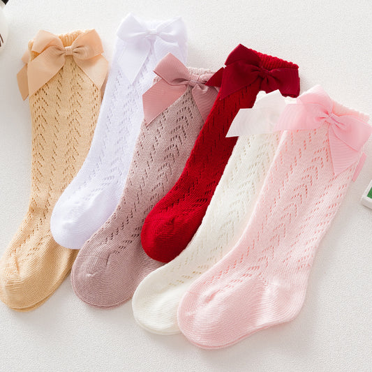 Calcetines para Bebé con Lazo Suelto y Detalles Calados