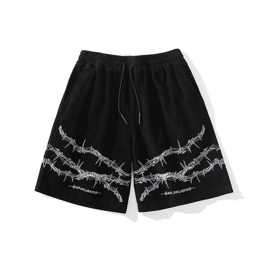 Shorts Casuales Hombre con Estampado de Espinas Lavado Vintage - Image 9