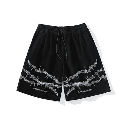 Shorts Casuales Hombre con Estampado de Espinas Lavado Vintage - Image 2