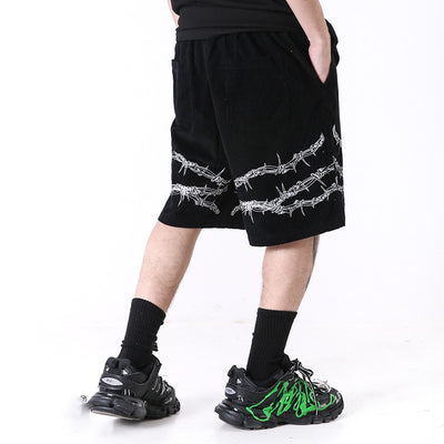 Shorts Casuales Hombre con Estampado de Espinas Lavado Vintage - Image 5