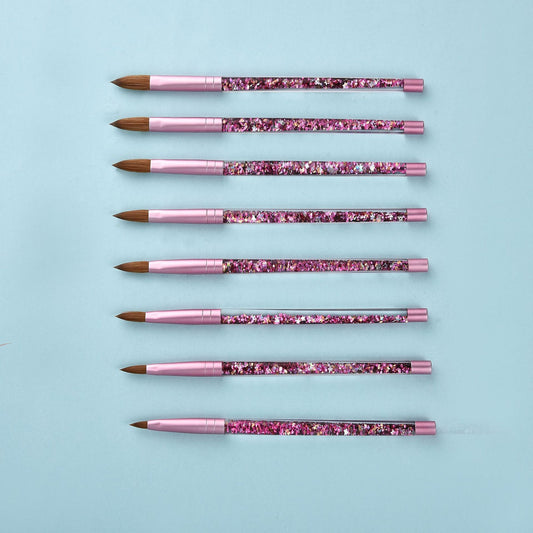 Bolígrafo de Diseño de Uñas con Aceite y Pelaje de Visón Rosa
