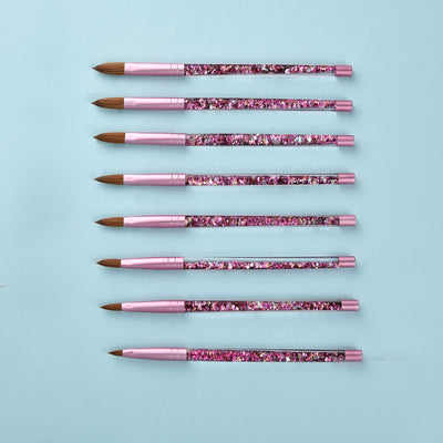 Bolígrafo de Diseño de Uñas con Aceite y Pelaje de Visón Rosa