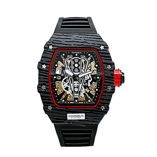 Reloj Mecánico Barril de Vino con Fondo Transparente