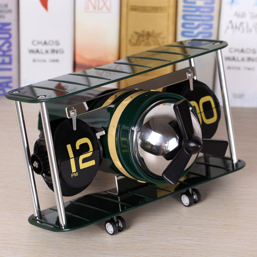 Reloj de Volteo Artístico Estilo Europeo con Modelo de Avión - Image 7