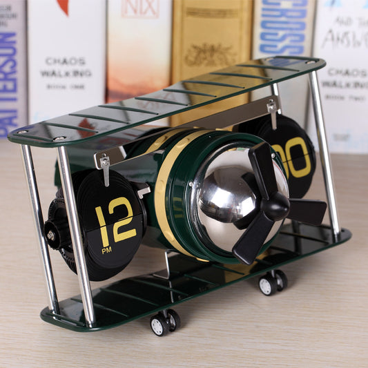 Reloj de Volteo Artístico Estilo Europeo con Modelo de Avión