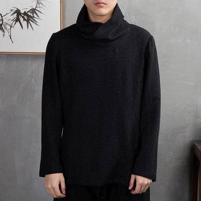 Camiseta Lino Casual Manga Larga Estilo Asiático para Hombre - Image 8