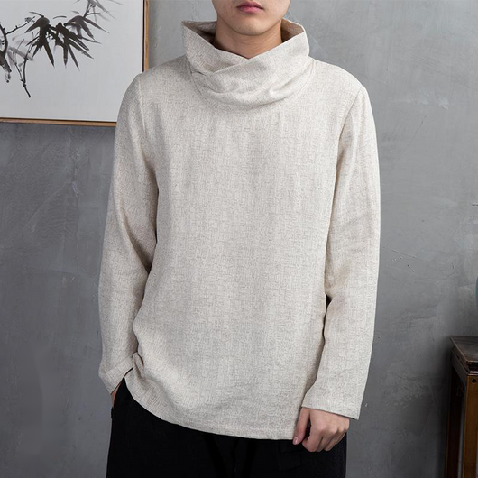 Camiseta Lino Casual Manga Larga Estilo Asiático para Hombre - Image 11