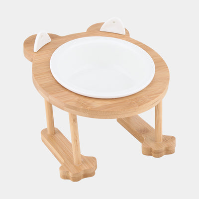 Comedero Doble de Cerámica para Perros y Gatos con Base de Madera - Image 2