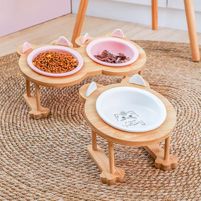 Comedero Doble de Cerámica para Perros y Gatos con Base de Madera - Image 10