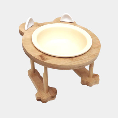 Comedero Doble de Cerámica para Perros y Gatos con Base de Madera - Image 9