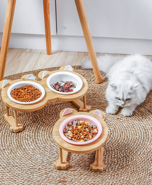 Comedero Doble de Cerámica para Perros y Gatos con Base de Madera - Image 11