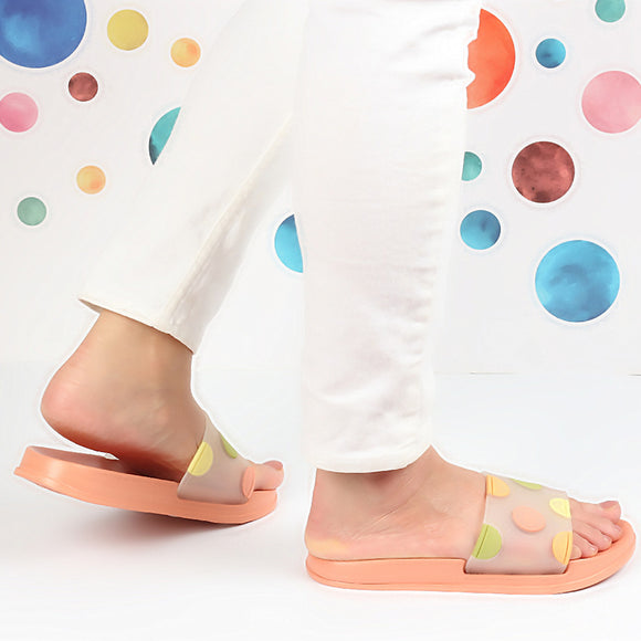 Pantuflas Transparentes con Lunares y Diseño Infantil Antideslizantes