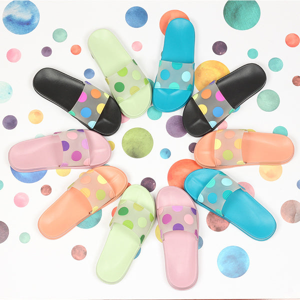 Pantuflas Transparentes con Lunares y Diseño Infantil Antideslizantes