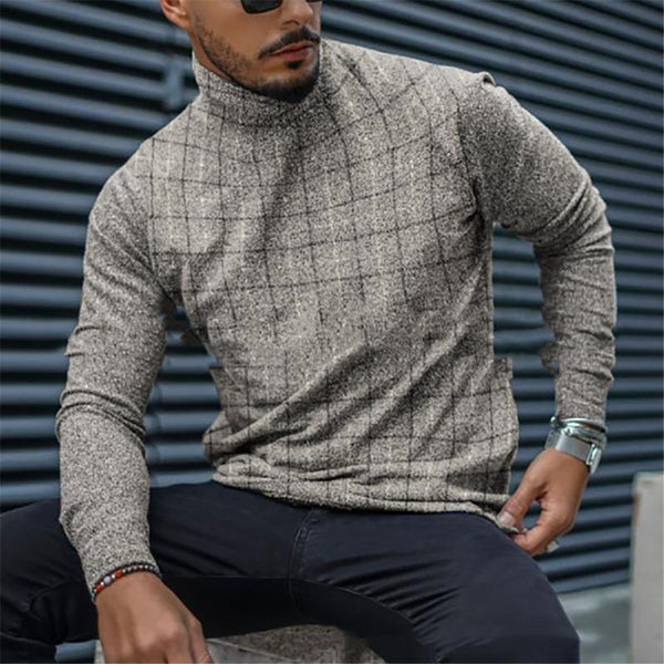 Polera Cuello Alto a Rayas Manga Larga Slim Fit