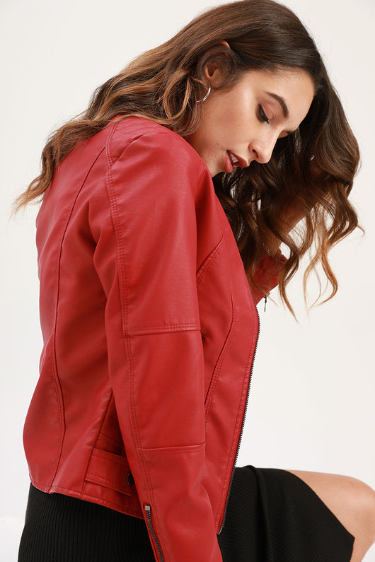 Chaqueta de Cuero para Mujer con Cierre de Cremallera - Diseño Clásico Elegante - Image 22