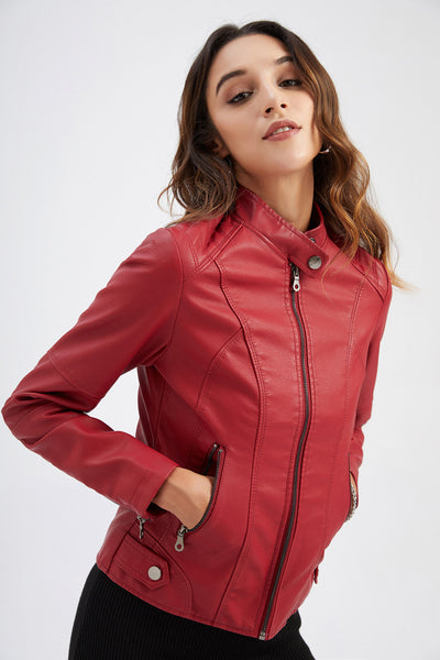 Chaqueta de Cuero para Mujer con Cierre de Cremallera - Diseño Clásico Elegante - Image 26