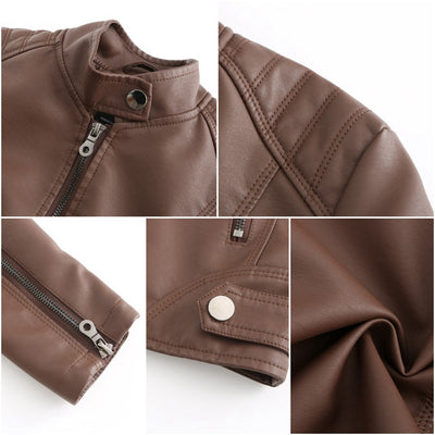 Chaqueta de Cuero para Mujer con Cierre de Cremallera - Diseño Clásico Elegante - Image 24