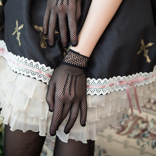 Guantes de Etiqueta Blanco y Negro para Novia - Image 4