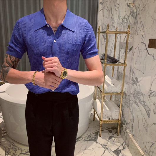 Playera Tejida Manga Corta Estilo Coreano para Hombre - Image 10
