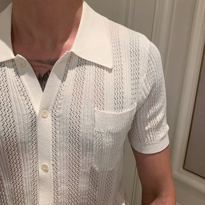 Playera Tejida Manga Corta Estilo Coreano para Hombre - Image 12