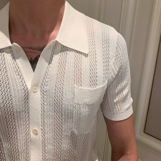 Playera Tejida Manga Corta Estilo Coreano para Hombre - Image 12