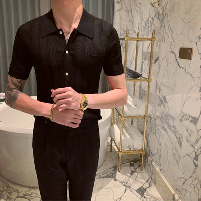 Playera Tejida Manga Corta Estilo Coreano para Hombre - Image 3