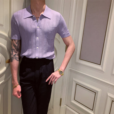 Playera Tejida Manga Corta Estilo Coreano para Hombre - Image 6