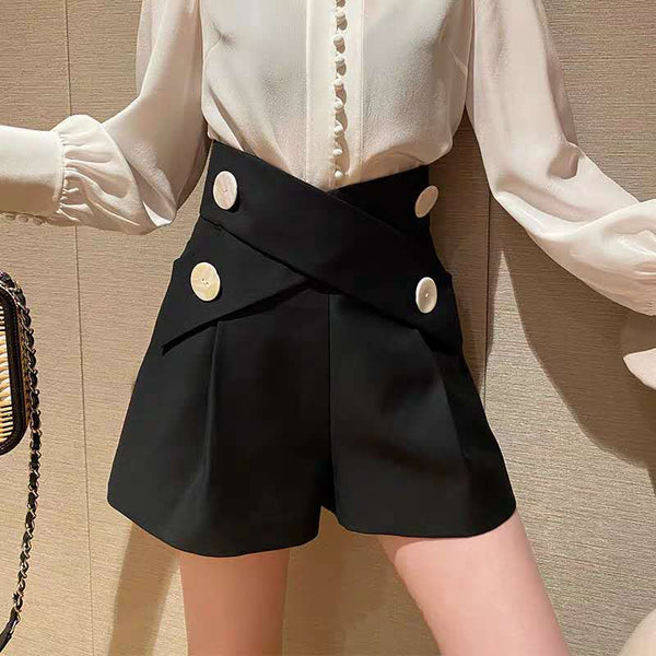 Pantalones Cortos Tipo A-line Cintura Alta con Efecto Adelgazante para Mujer