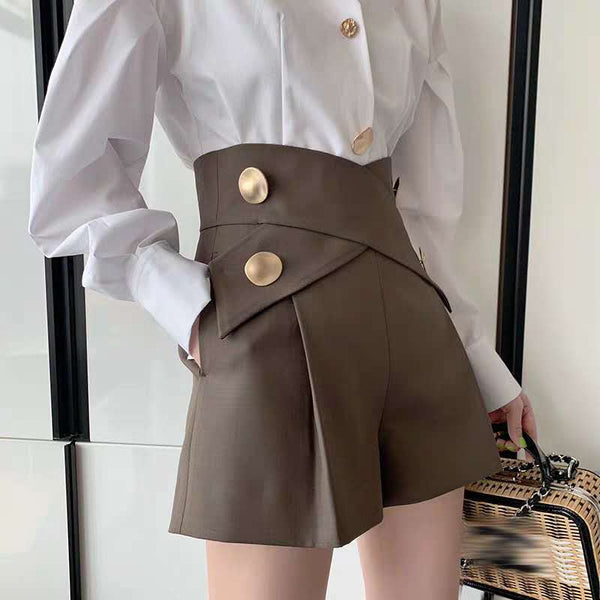 Pantalones Cortos Tipo A-line Cintura Alta con Efecto Adelgazante para Mujer