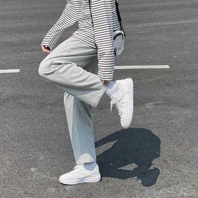 Pantalones de Buzo Gris Holgados Rectos para Hombre - Otoño Invierno - Image 7