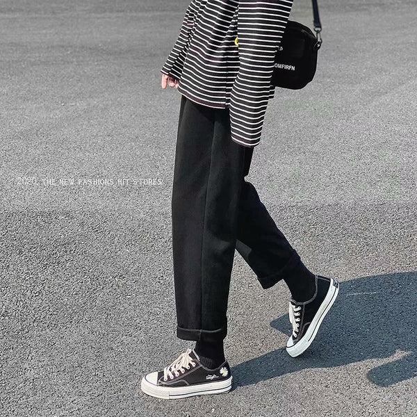 Pantalones de Buzo Gris Holgados Rectos para Hombre - Otoño Invierno