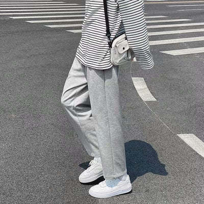 Pantalones de Buzo Gris Holgados Rectos para Hombre - Otoño Invierno - Image 4