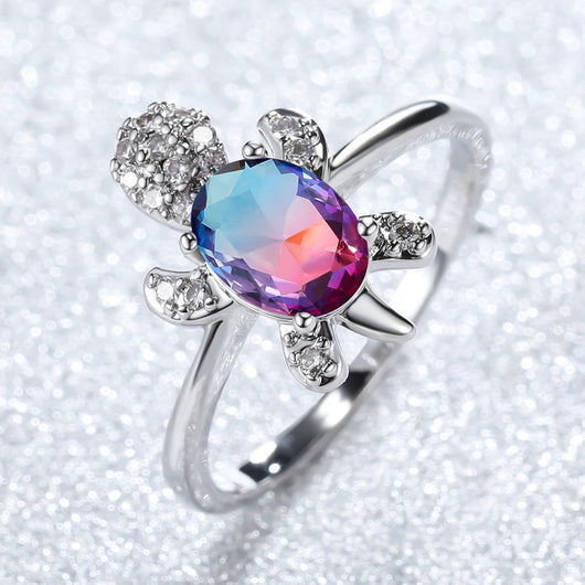 Anillo de Oro Blanco con Diamante Azul Tortuga para Hombre - Estilo Vintage - Image 7