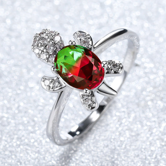 Anillo de Oro Blanco con Diamante Azul Tortuga para Hombre - Estilo Vintage - Image 8