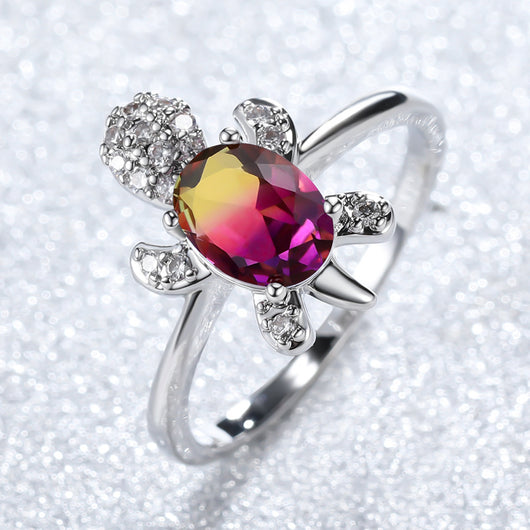 Anillo de Oro Blanco con Diamante Azul Tortuga para Hombre - Estilo Vintage - Image 9